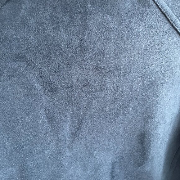 New York and Company, OVERSIZED Size XS (Fits Larger) Blue Faux-Suede Moto - Picture 11 of 13